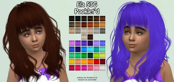 Annachibi`s Sims: Ela 53 hairstyle retextured for Sims 4