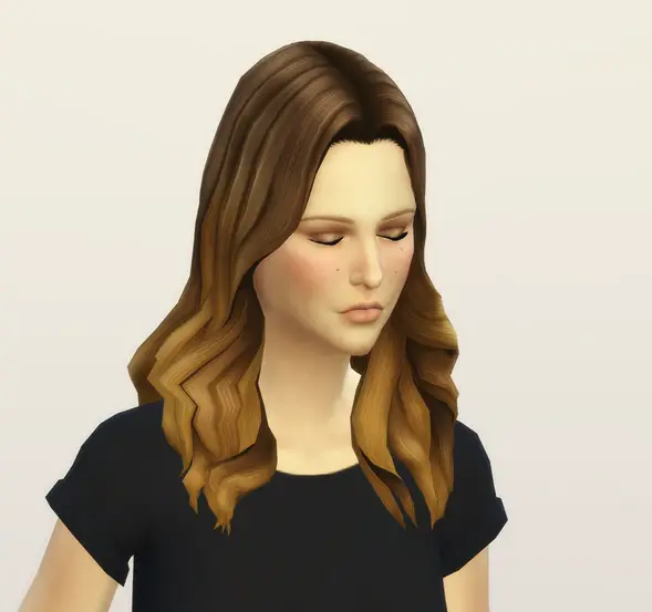 Rusty Nail: Long Wavy parted 001 ombre hairstyle retextured for Sims 4