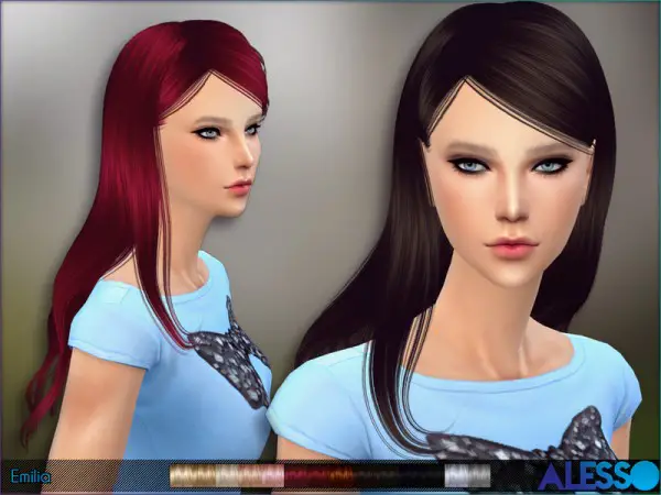 The Sims Resource: Emilia hairstyle by Alesso for Sims 4
