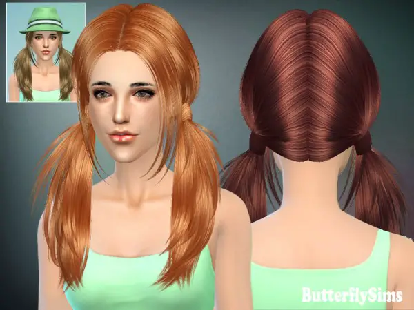 Butterflysims: Two ponytails hairstyle 068 for Sims 4