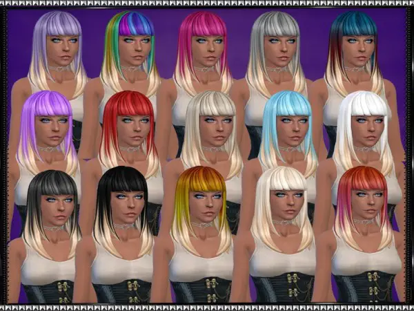 The Sims Resource: Color Vibe hairstyle with blonde tips by SrslySims for Sims 4