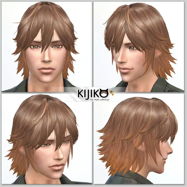 Kijiko Sims: Spiky Layered hairstyle for him for Sims 4