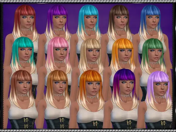 The Sims Resource: Color Vibe hairstyle with blonde tips by SrslySims for Sims 4