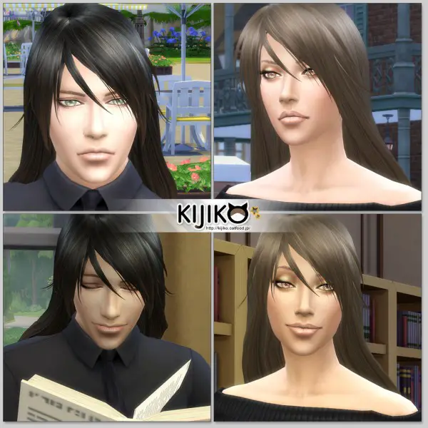 Kijiko Sims: Long Straight hairstyle for her for Sims 4