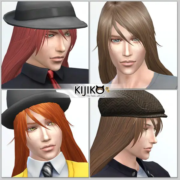 Kijiko Sims: Long Straight hairstyle for him for Sims 4