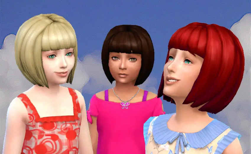Sims 4 Mystufforigin's Free Short Bob for Girls Medium hairstyles f...