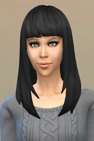 Vicarious Living: Long Straight Bangs hairstyle retextured in 45 colors for Sims 4
