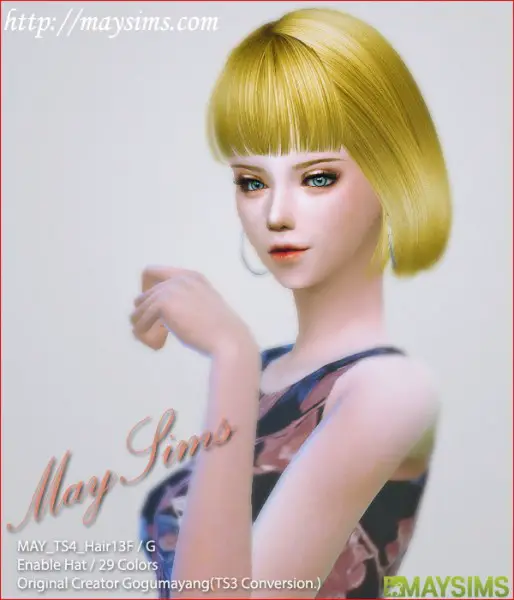 MAY Sims: May Hairstyle 13F for Sims 4