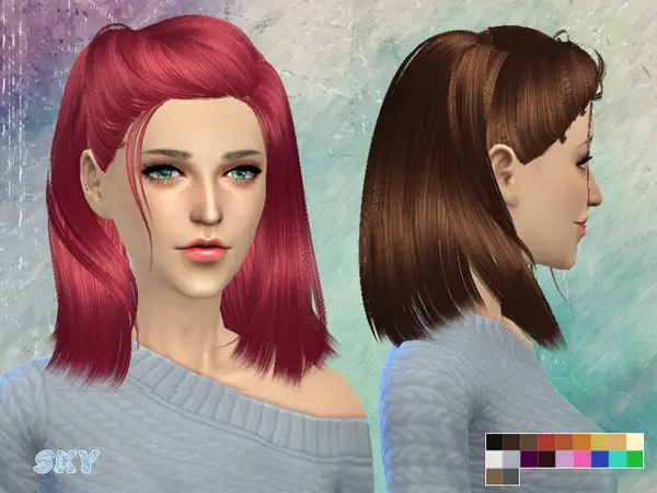 The Sims Resource: Side caught hairstyle by Skysims for Sims 4
