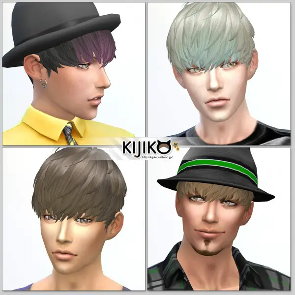 Kijiko Sims: Short Hair With Heavy Bangs for him for Sims 4