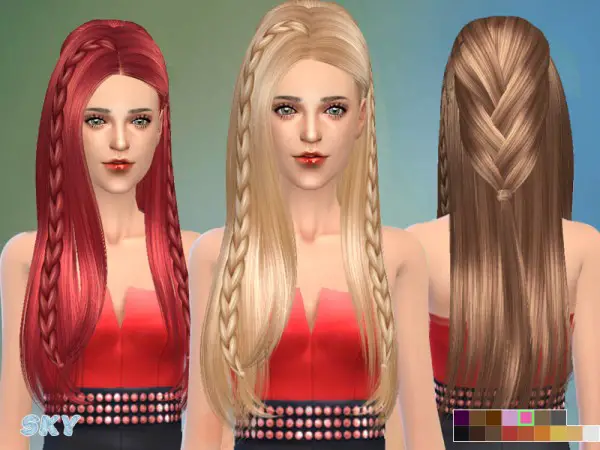 The Sims Resource: Fashion braided hairstyle 233 by Skysims for Sims 4