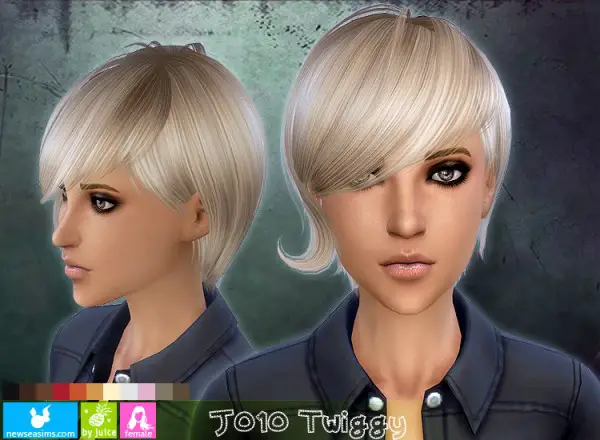 NewSea: J010 Twiggy modern hairstyle for Sims 4