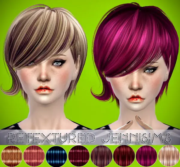 Jenni Sims: Newsea`s Kiss Jasmine with flower and Twiggy hairstyles retextured for Sims 4