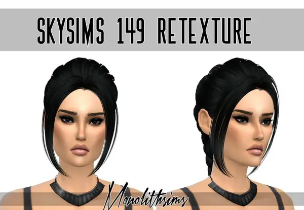 Monolith Sims: Skysims 149 hairstyle retextured for Sims 4