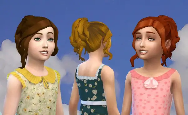 Mystufforigin: Curly Ponytail for Girls for Sims 4