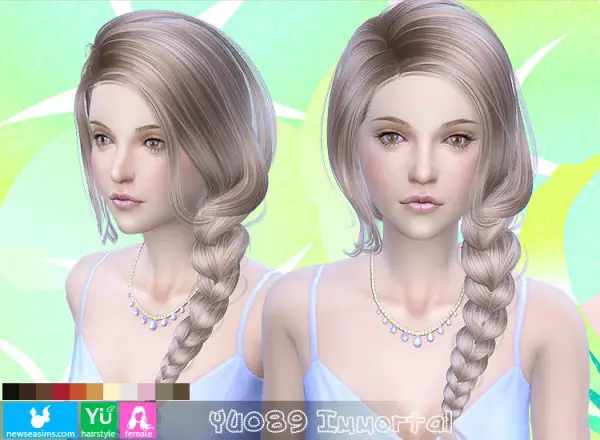 NewSea: Yu 089 Immortal In a side fishtail hairstyle for Sims 4
