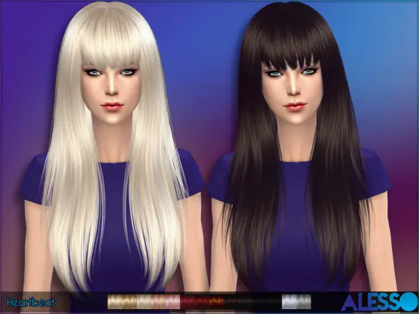 The Sims Resource: Straight hairstyle with bangs Heartbeat for Sims 4
