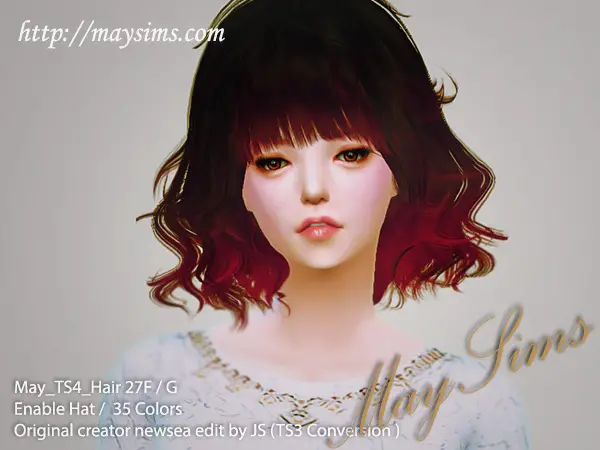 MAY Sims: May Hairstyle 27F / G for Sims 4