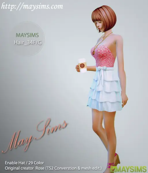 MAY Sims: May Hair 34F/G retextured for Sims 4