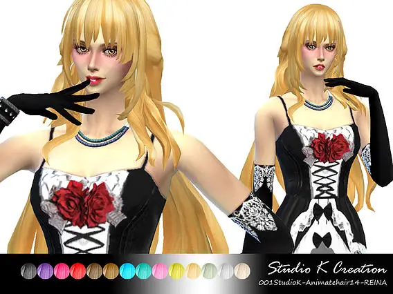 Studio K Creation: Animate hair 14  REINA for Sims 4