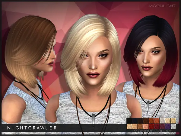 The Sims Resource: Moonlight hairstyle by Nightcrawler for Sims 4