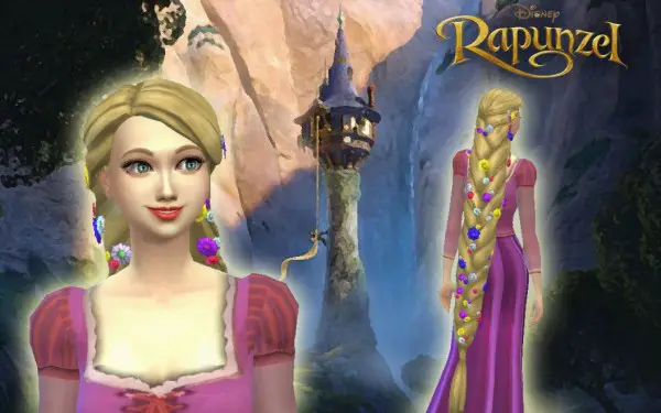 Mystufforigin: Rapunzel Braid hairstyle for Sims 4