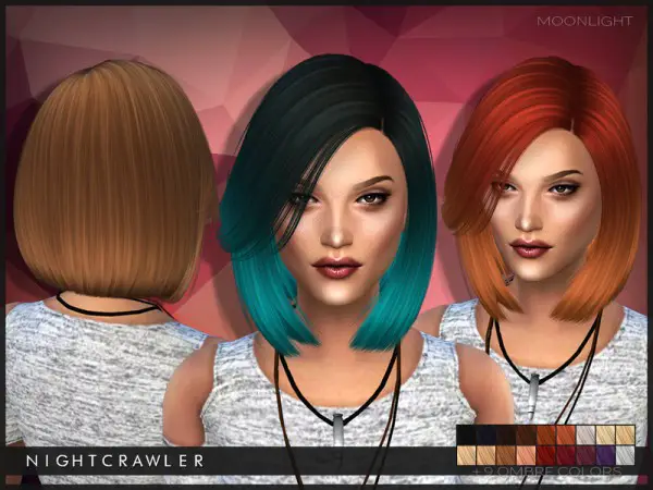 The Sims Resource: Moonlight hairstyle by Nightcrawler for Sims 4