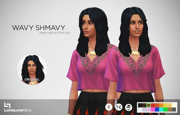    select a Website   : Wavy Shmavy hairstyle retextured for Sims 4