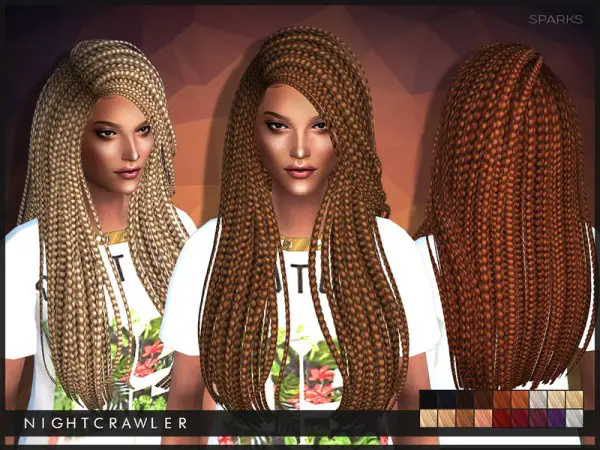 The Sims Resource: Sparks million braids hairstyle by Nightcrawler for Sims 4