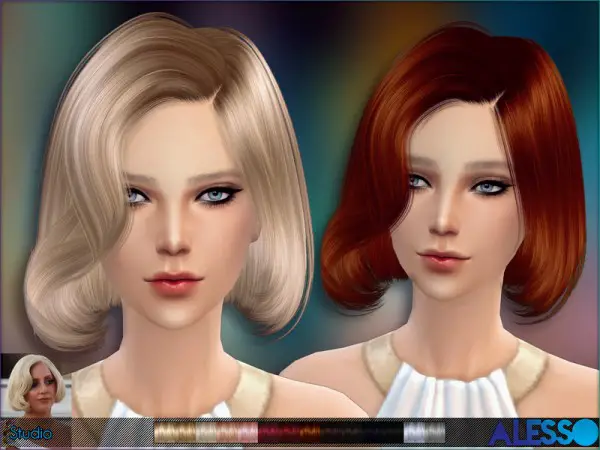 The Sims Resource: Studio retro bob hairstyle by Alesso for Sims 4
