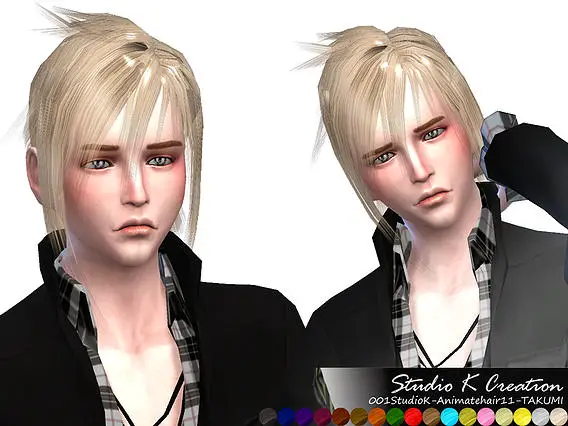 Studio K Creation: Animate hairstyle11   takumi for Sims 4