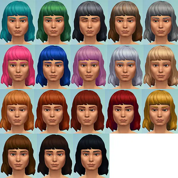 Mod The Sims: Curly Bob with Bangs by oepu for Sims 4