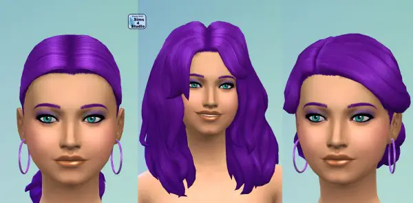 Mod The Sims: Recoloured Hairstyle Set in Deep Purple by wendy35pearly for Sims 4