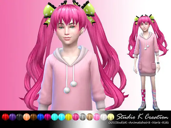 Studio K Creation: Animate hairstyle 8 Norie for girls for Sims 4