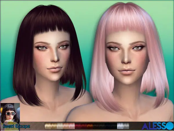 The Sims Resource: Sweet Escape hairstyle by Alesso for Sims 4