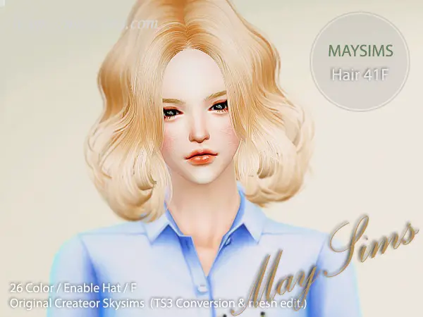 MAY Sims: May Hair 41F for Sims 4