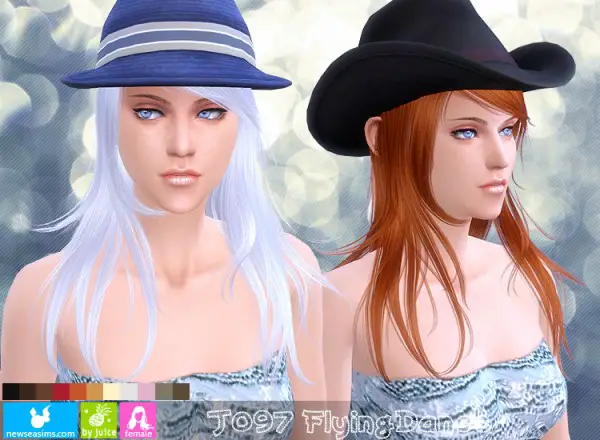 NewSea: J097 Flying Dance modern hairstyle for Sims 4