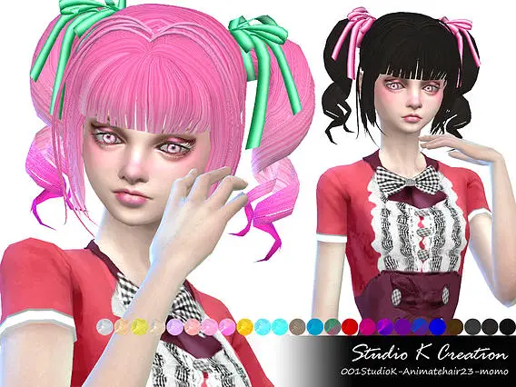 Studio K Creation: Animate hairstyle 23   Momo for Sims 4