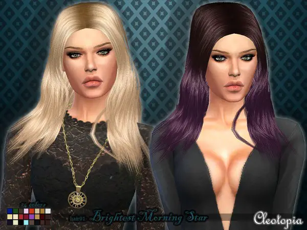 The Sims Resource: Brightest Morning Star Hairstyle 01 by Cleotopia for Sims 4
