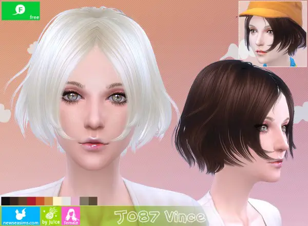 NewSea: J085 Vince chopped hairstyle for Sims 4