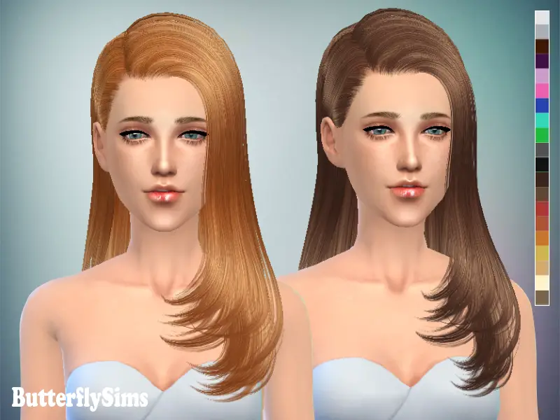 Butterflysims: In a side hairstyle 077 - Sims 4 Hairs