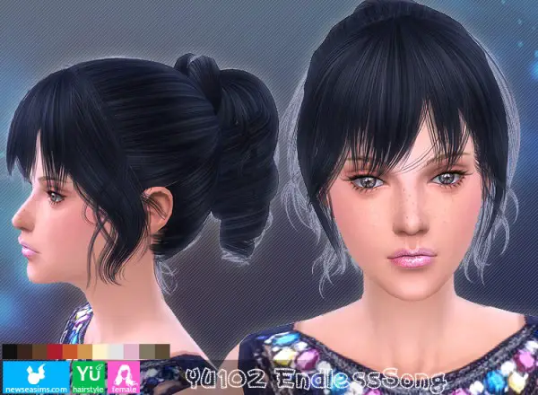 NewSea: YU102 Endelss Song hairstyle for Sims 4