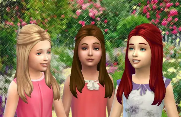 Mystufforigin: Long Straight Half Up for Girls for Sims 4