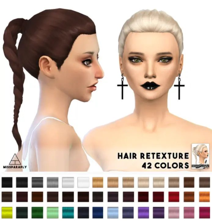 Sims 4 Hairs ~ Miss Paraply: Pony Braid hairstyle retextured