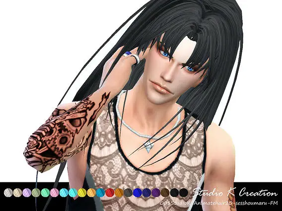 Studio K Creation: Animate hair 20   sesshoumaru for Sims 4