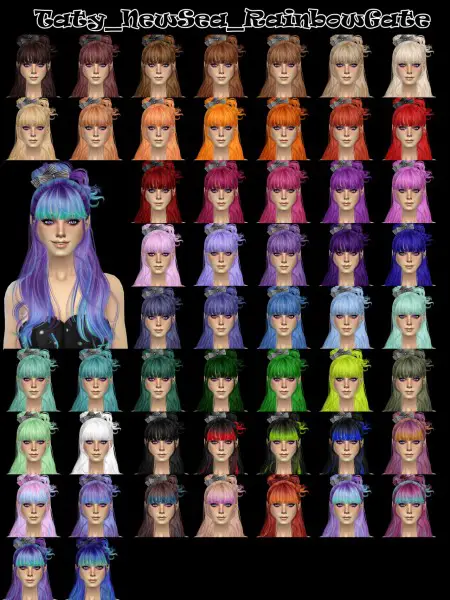 Taty: Newsea`s Rainbow Gate hairstyles retextured for Sims 4