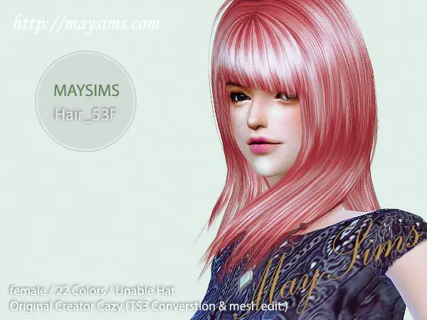 MAY Sims: May Hairstyle53F for Sims 4