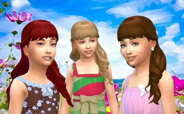 Mystufforigin: Long Wavy Half Up for Girls for Sims 4