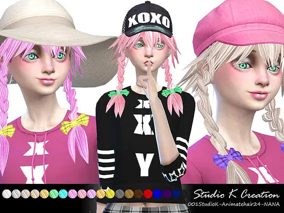 Studio K Creation: Animate hair 24   NANA for Sims 4