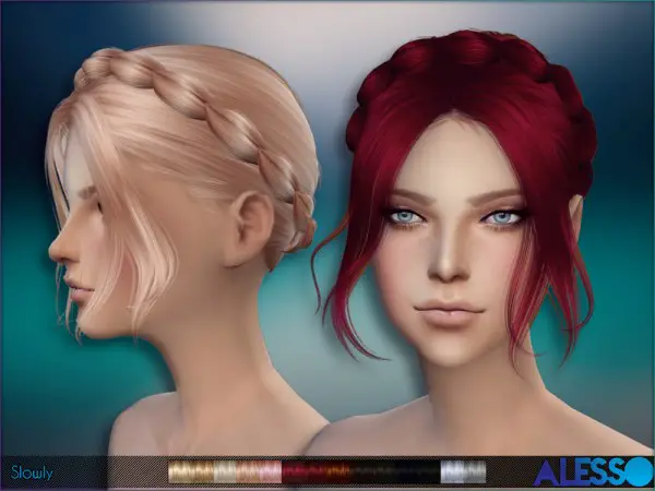 The Sims Resource: Slowly hairstyle by Alesso for Sims 4